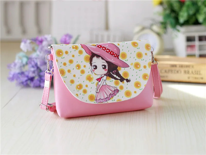 Women's Phone Purse PU Leather Princess Coin Wallet Kids Shoulder Bag