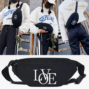 Happy Letter Waist Bag Men Women Chest Packs Purse Large Shoulder B
