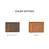 RFID High Crazy Horse Leather Slim Wallet Front Pocket Money Dollar Bill Mini Pu