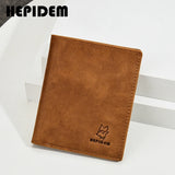 RFID High Crazy Horse Leather Slim Wallet Front Pocket Money Dollar Short Purse