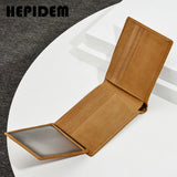 RFID Crazy Horse Leather Slim Wallet for Men