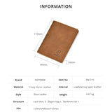RFID High Crazy Horse Leather Slim Wallet Front Pocket Money Dollar Short Purse