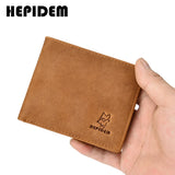 RFID High Crazy Horse Leather Slim Wallet for Men