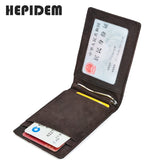 RFID High Crazy Horse Leather Slim Men's Wallet