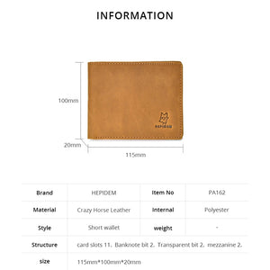 RFID Crazy Horse Leather Slim Wallet for Men