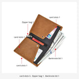 RFID High Crazy Horse Leather Slim Wallet Front Pocket Money Dollar Short Purse