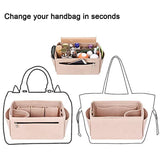 HHYUKIMI Felt Cosmetic Bag Handbag Organizer Insert Travel Inner Purse M...