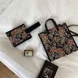 Flower Print Women Travel Canvas Bag Large Capacity Shoulder Bag