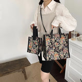 Flower Print Women Travel Canvas Bag Large Capacity Shoulder Bag