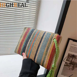 Style Weave Tote Bag Handbag Straw Ladies Clutch Evening Bags