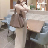 2 pcs Composite Bag High Capacity Tote Bag Women PU Leather handbags