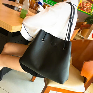 2 pcs Composite Bag High Capacity Tote Bag Women PU Leather handbags