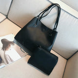 2 pcs Composite Bag High Capacity Tote Bag Women PU Leather handbags