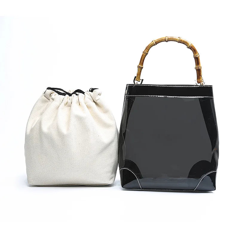 Transparent Bag With Bamboo Handle Summer Crossbody Bags