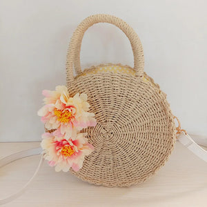 Bohemian Straw Beach Handbag Vintage Rattan Crossbody Bag Purse