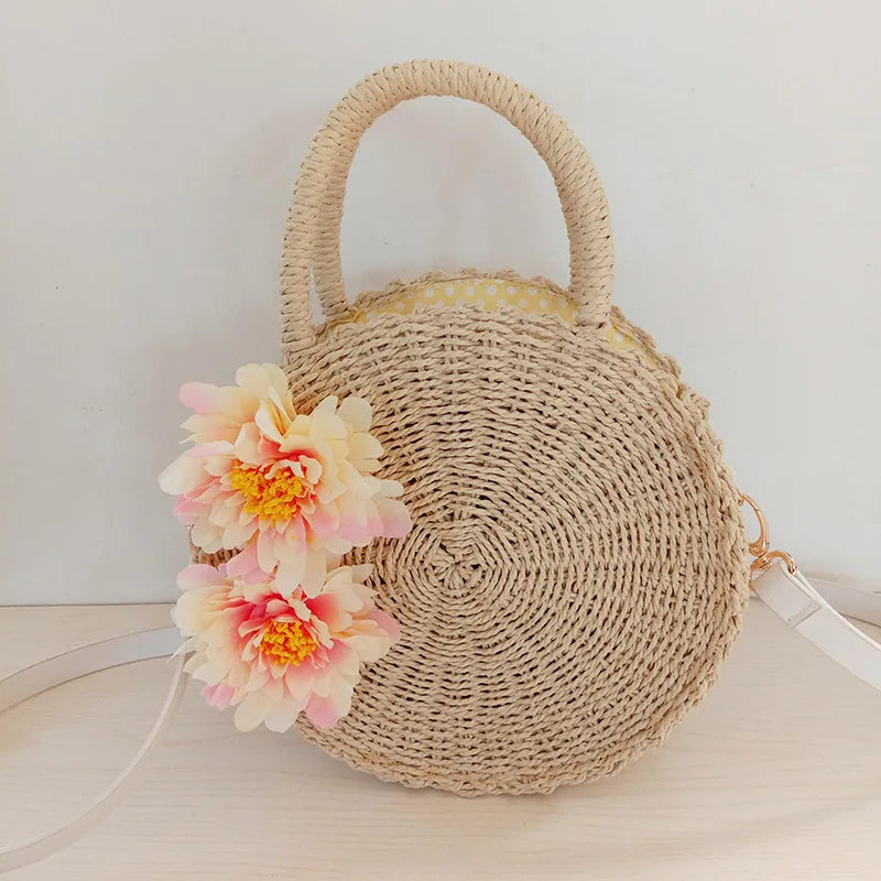 Bohemian Straw Beach Handbag Vintage Rattan Crossbody Bag Purse