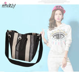 Canvas Totes Striped Womens Handbag Patchwork Shoulder Bag
