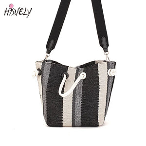 Canvas Totes Striped Womens Handbag Patchwork Shoulder Bag