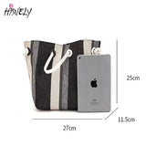 Canvas Totes Striped Womens Handbag Patchwork Shoulder Bag