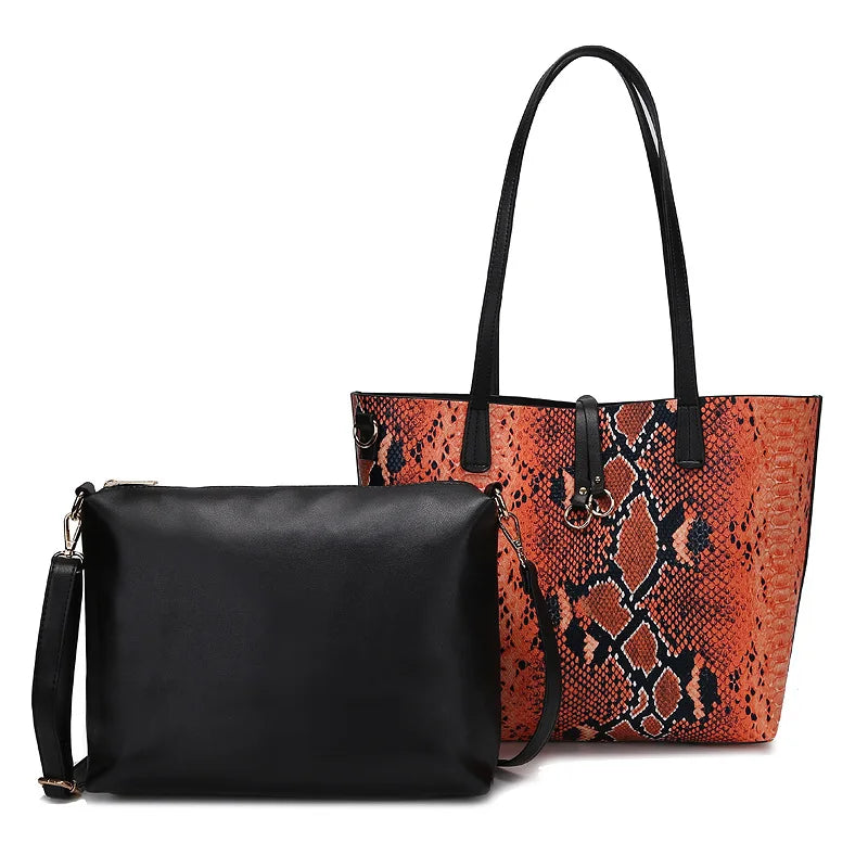 Serpentine Patchwork Composite Bag Women PU Shoulder Messenger Bag