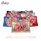 Gold/SILVER Silk Women Evening Bag Flower Handbags Wedding Dinner Bags