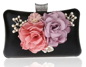 Gold/SILVER Silk Women Evening Bag Flower Handbags Wedding Dinner Bags