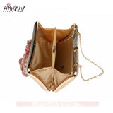 Gold/SILVER Silk Women Evening Bag Flower Handbags Wedding Dinner Bags