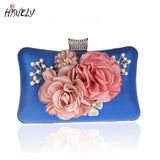 Gold/SILVER Silk Women Evening Bag Flower Handbags Wedding Dinner Bags