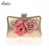 Gold/SILVER Silk Women Evening Bag Flower Handbags Wedding Dinner Bags