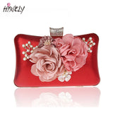 Gold/SILVER Silk Women Evening Bag Flower Handbags Wedding Dinner Bags