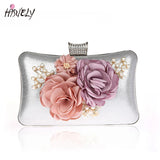 Gold/SILVER Silk Women Evening Bag Flower Handbags Wedding Dinner Bags
