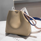 Women PU Leather Handbags Bucket Shoulder Bags Larger Capacity Crossbody