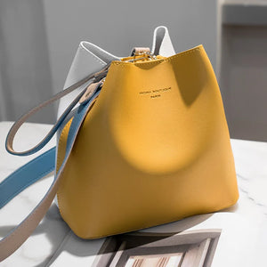 Women PU Leather Handbags Bucket Shoulder Bags Larger Capacity Crossbody