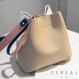 Women PU Leather Handbags Bucket Shoulder Bags Larger Capacity Crossbody