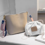 Women PU Leather Handbags Bucket Shoulder Bags Larger Capacity Crossbody