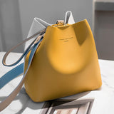 Women PU Leather Handbags Bucket Shoulder Bags Larger Capacity Crossbody