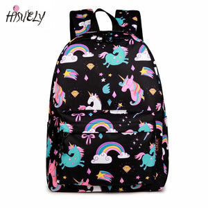 Rainbow Unicorn School Backpack Water Repellent Mochila