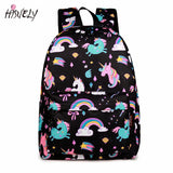 Rainbow Unicorn School Backpack Water Repellent Mochila