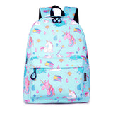 Rainbow Unicorn School Backpack Water Repellent Mochila