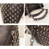 Rock Rivet Shoulder Bags for Women Handbags Punk Chain Crossbody Messenger Bags