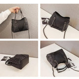 Rock Rivet Shoulder Bags for Women Handbags Punk Chain Crossbody Messenger Bags