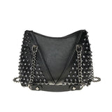 Rock Rivet Shoulder Bags for Women Handbags Punk Chain Crossbody Messenger Bags