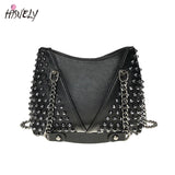 Rock Rivet Shoulder Bags for Women Handbags Punk Chain Crossbody Messenger Bags
