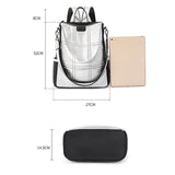 Summer High Silver PU Leather Backpack Waterproof Shoulder Bag