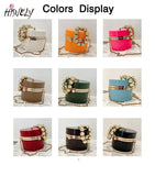 Golden Beaded Handle Acrylic Round Clutch Bag for Women