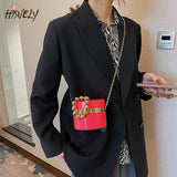 Golden Beaded Handle Acrylic Round Clutch Bag for Women