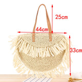 Bohemian Round Tassel Straw Bag Large Handbag