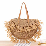 Bohemian Round Tassel Straw Bag Large Handbag