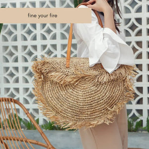 Bohemian Round Tassel Straw Bag Large Handbag