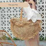Bohemian Round Tassel Straw Bag Large Handbag